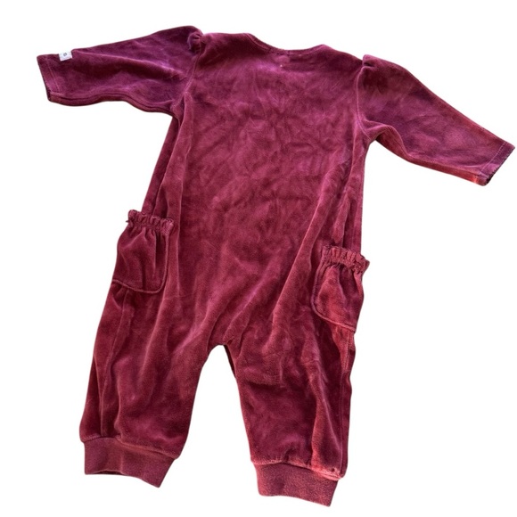 Vintage Carter’s Burgundy Red Velour Jumpsuit Baby Girl Size 9M - Picture 6 of 7